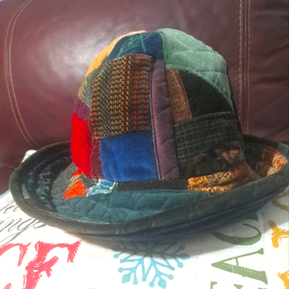 Velvet Patchwork Quilted Reversable Hat - image 1